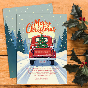 Rustikaler froher Weihnachten Vintager Red Truck