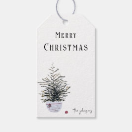 Rustikaler froher Weihnachtsbaum Geschenkanhänger