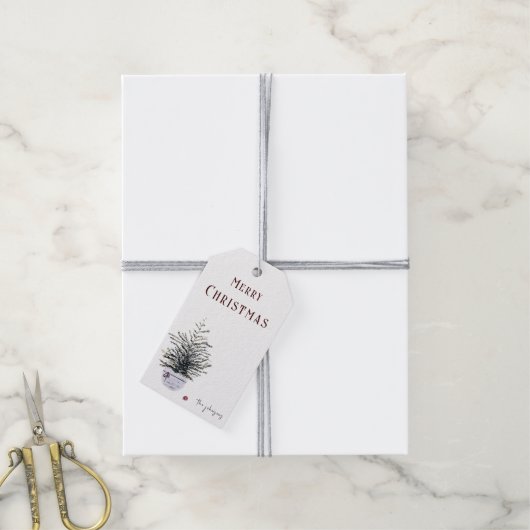 Rustikaler froher Weihnachtsbaum Geschenkanhänger (Mit Garn)