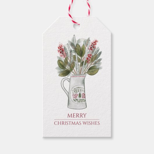 Rustikaler froher Weihnachtsfeiertag Geschenkanhänger (Vorderseite)