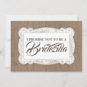 Rustikaler Fun Bridesmaid / Trauzeugin BRIDEZILLA Einladung (Vorderseite)