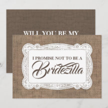 Rustikaler Fun Bridesmaid / Trauzeugin BRIDEZILLA