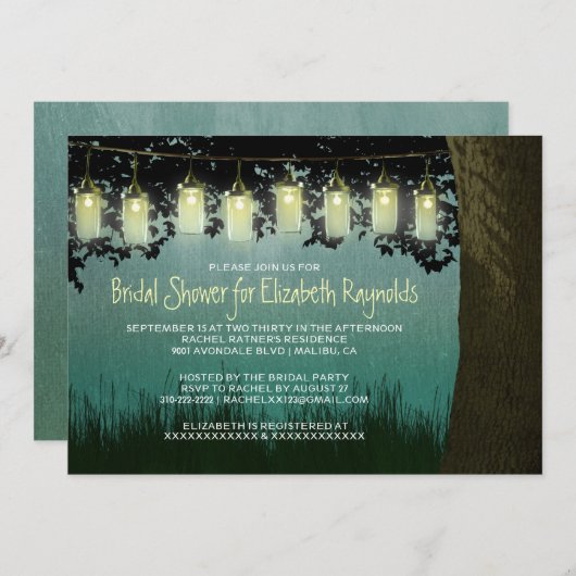 Rustikaler Garten beleuchtet Einladung (Vorne/Hinten)