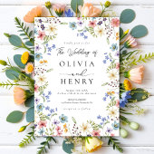 Rustikaler Garten Botanische Wildblume Hochzeit Einladung