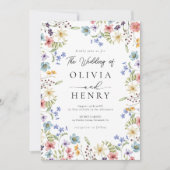 Rustikaler Garten Botanische Wildblume Hochzeit Einladung (Vorderseite)