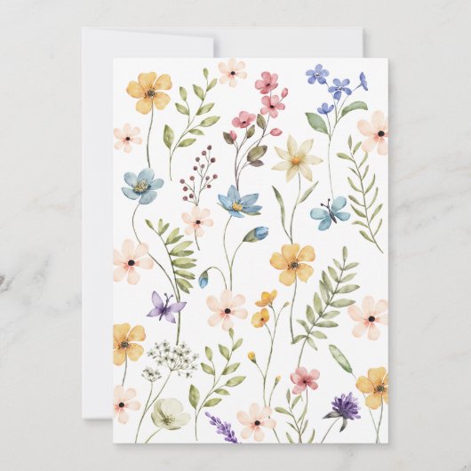 Rustikaler Garten Botanische Wildblume Hochzeit Einladung (Rückseite)