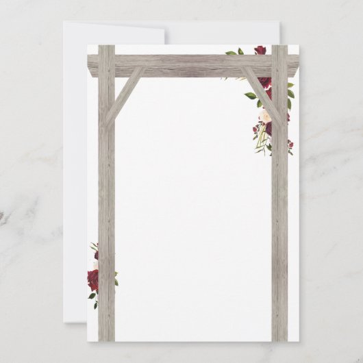 Rustikaler Garten Burgund Blush Brautparty Einladung (Rückseite)