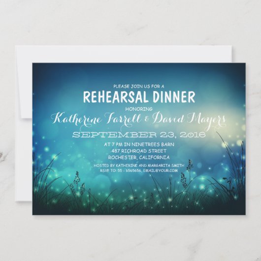 Rustikaler Garten Lights Romantische Probe Abendes Einladung (Vorderseite)