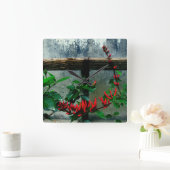 Rustikaler Garten Quadratische Wanduhr (Zuhause)