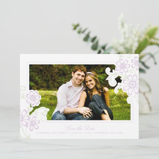 Rustikaler Garten Save the Date (Stehend Vorderseite)