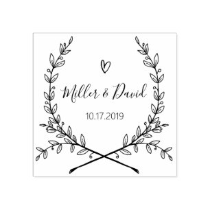Rustikaler Garten Save the Date rundes Logo Selbst Gummistempel