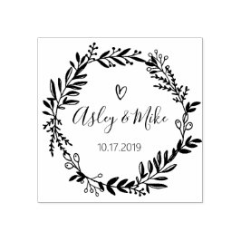 Rustikaler Garten Save the Date rundes Logo Selbst Gummistempel