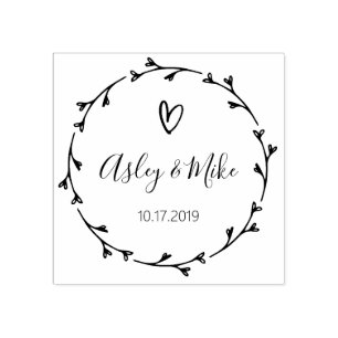 Rustikaler Garten Save the Date rundes Logo Selbst Gummistempel