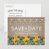 Rustikaler Garten Sonnenblumen Leuchten Save the D Ankündigungspostkarte (Vorne/Hinten)