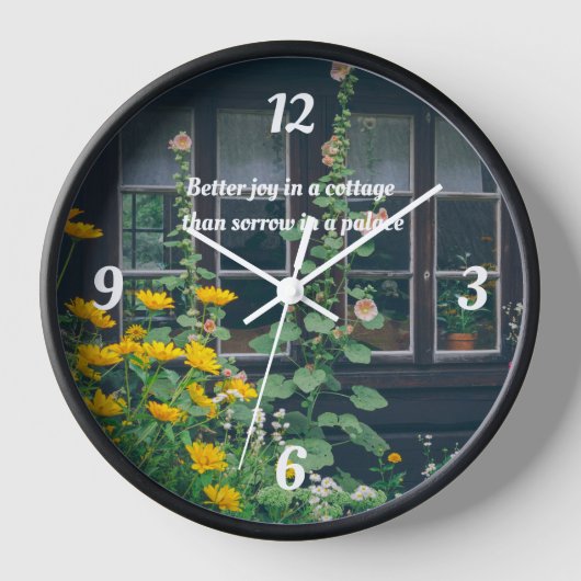 Rustikaler Garten und eine gemütliche Hütte Uhr (Vorderseite)