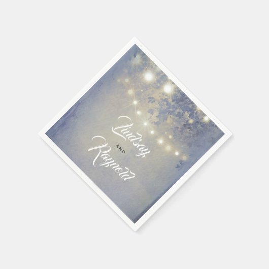 Rustikaler Garten und Lichterfolge Dusty Blue Serviette (Ecke)