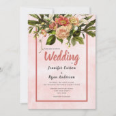 Rustikaler Gartenkorallencreme Hochzeit Einladung (Vorderseite)