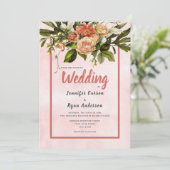 Rustikaler Gartenkorallencreme Hochzeit Einladung (Stehend Vorderseite)