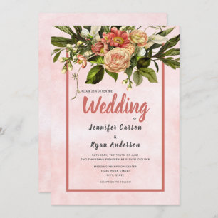 Rustikaler Gartenkorallencreme Hochzeit Einladung