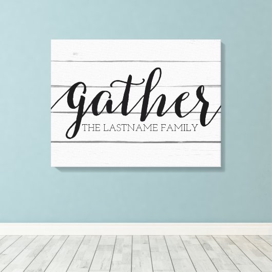 Rustikaler Gather - Holz mit eigener Familie versc Leinwanddruck (Insitu (Holzboden))