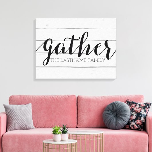 Rustikaler Gather - Holz mit eigener Familie versc Leinwanddruck (Insitu (Wohnzimmer))