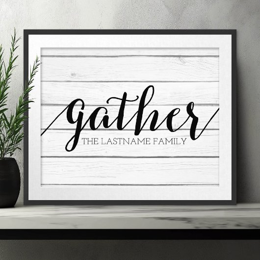 Rustikaler Gather - Holz mit eigener Familie versc Poster