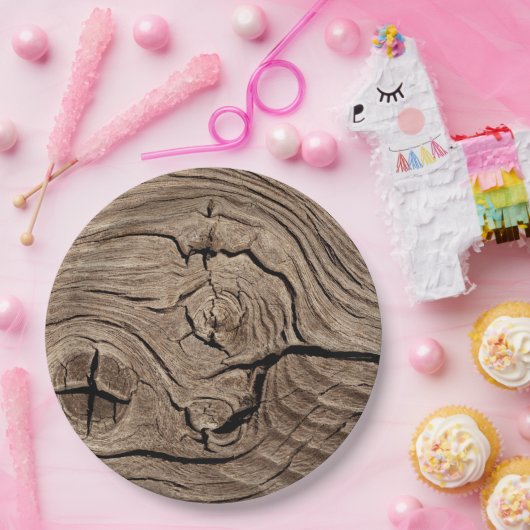 Rustikaler gealterter hölzernes pappteller (Party)