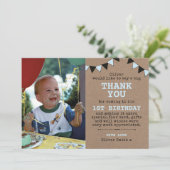 Rustikaler Geburtstag der Jungen danken Ihnen zu Dankeskarte (Stehend Vorderseite)