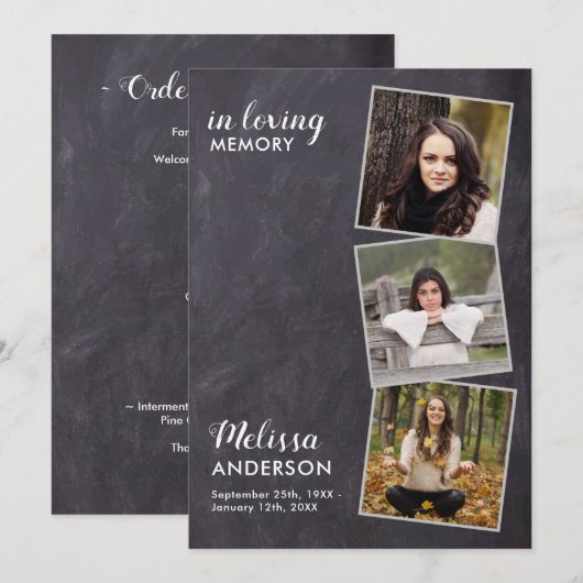 Rustikaler Gedenkorden Dienst 3 Foto Beerdigung Programm (Vorne/Hinten)