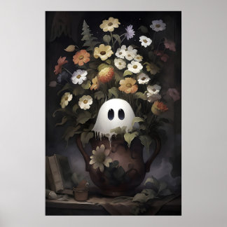 Rustikaler Geist-Blumentopf-Porträt-Druck, Pflanze Poster