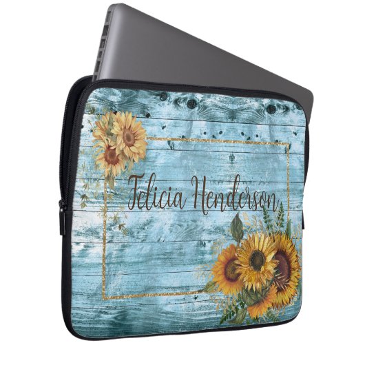 Rustikaler Gelbblütenname Laptopschutzhülle (Vorne Rechts)