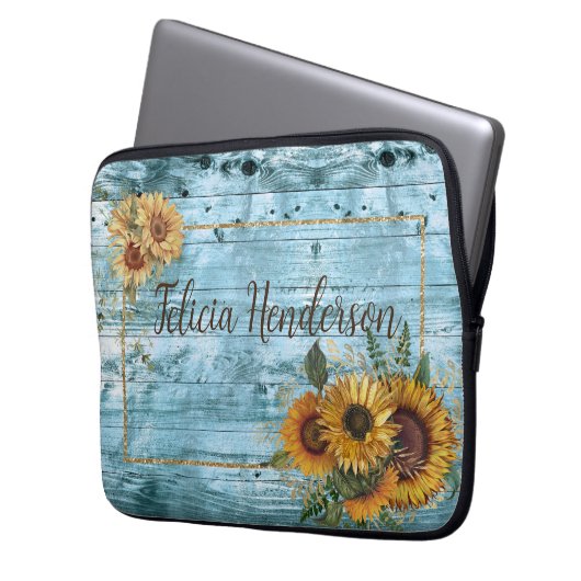 Rustikaler Gelbblütenname Laptopschutzhülle (Vorderseite Links)
