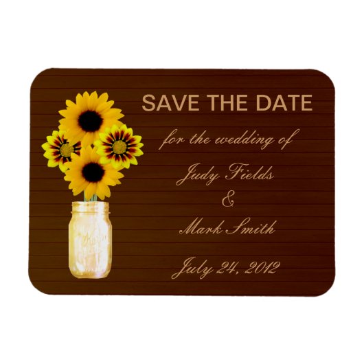 Rustikaler Gelber Mason Jar speichert das Date Mag Magnet (Horizontal)