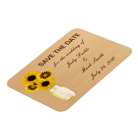 Rustikaler Gelber Mason Jar speichert das Date Mag Magnet (Linke Seite)