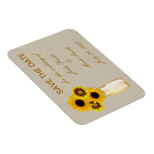 Rustikaler Gelber Mason Jar speichert das Date Mag Magnet (Rechte Seite)