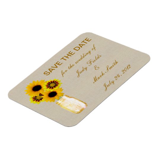 Rustikaler Gelber Mason Jar speichert das Date Mag Magnet (Linke Seite)