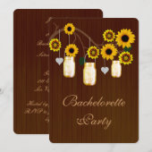 Rustikaler Gelber Mason Jars Junggeselinnen-Abschi Einladung (Vorne/Hinten)