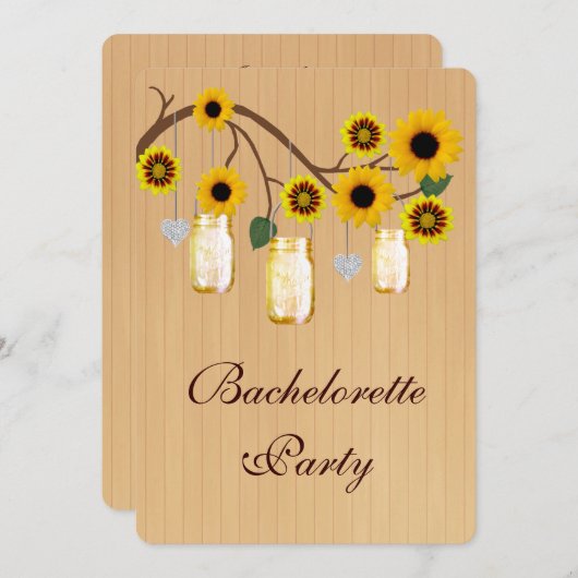 Rustikaler Gelber Mason Jars Junggeselinnen-Abschi Einladung (Vorne/Hinten)