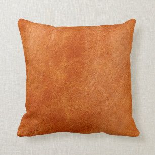 Rustikaler Ginger Glattleder Kissen