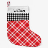 Rustikaler Gingham Kariert Black&Red individuelle  Kleiner Weihnachtsstrumpf (Vorderseite)