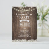 Rustikaler Gipskraut String Lights Abschluss Einladung (Stehend Vorderseite)