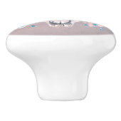 Rustikaler Glam Boho Floral Cow Skull Iridescent Keramikknauf (Seitenansicht)