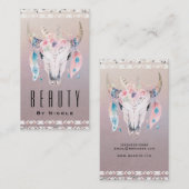 Rustikaler Glam Boho Floral Kuh Skull Country Chic Visitenkarte (Vorne/Hinten)