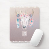 Rustikaler Glam Boho Floral Kuh Skull Iridescent C Mousepad (Mit Mouse)