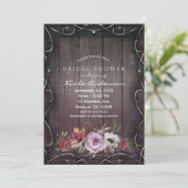 Rustikaler Glamour Barn Wood Blüh & Floral Bridal Einladung (Stehend Vorderseite)