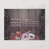 Rustikaler Glamour Barn Wood Floral Save the Date Ankündigungspostkarte (Rückseite)