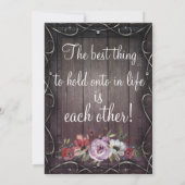 Rustikaler Glamour Barnholz Blüh & Blumenzehen Einladung (Rückseite)