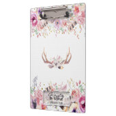 Rustikaler Glamour Boho Antlers Personalisiert Klemmbrett (Links)
