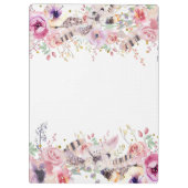 Rustikaler Glamour Boho Antlers Personalisiert Klemmbrett (Rückseite)