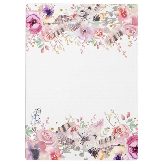 Rustikaler Glamour Boho Antlers Personalisiert Klemmbrett (Rückseite)